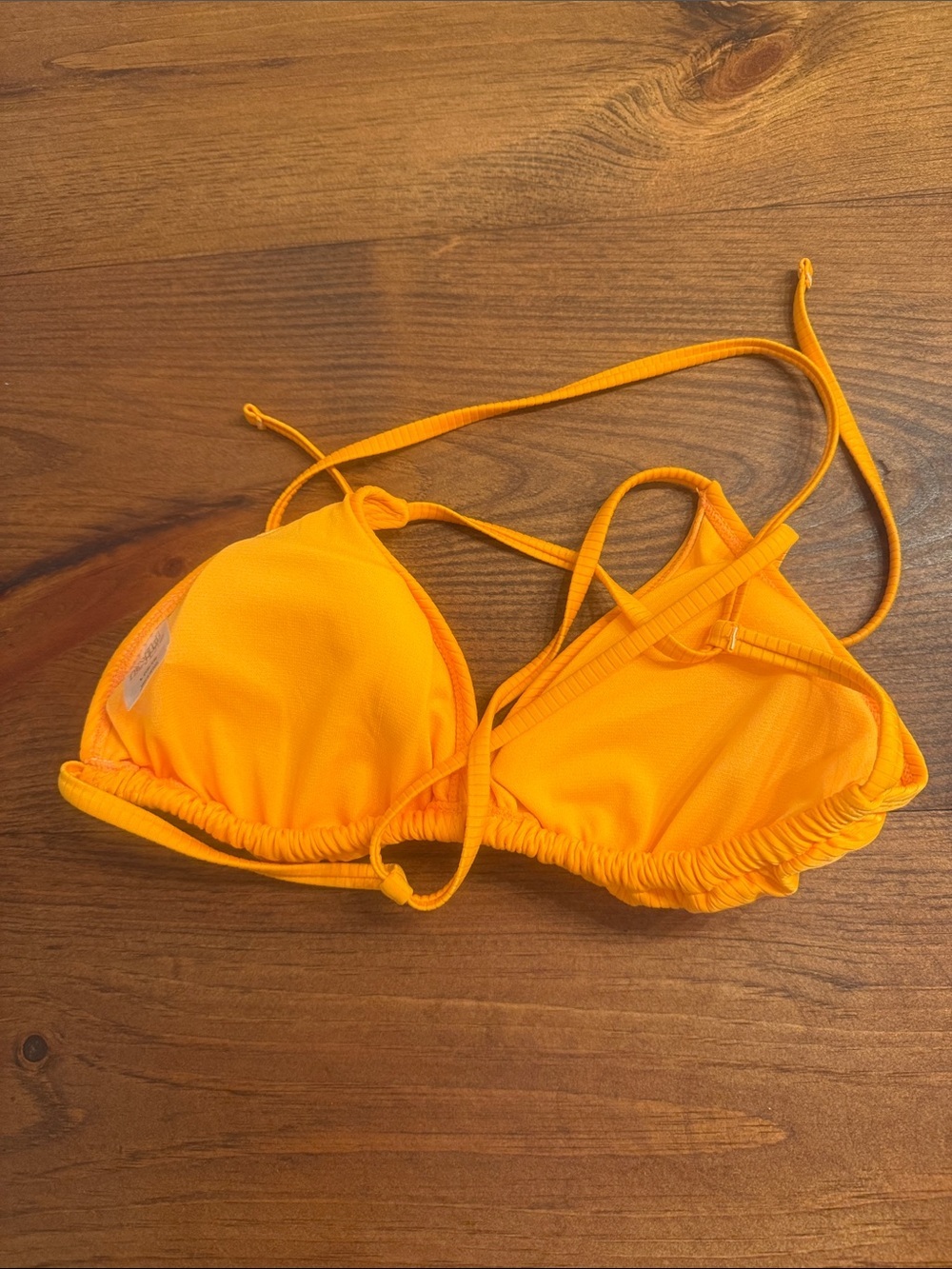 Orange Ribbed Triangle Bikini Top - Picture 3 of 9